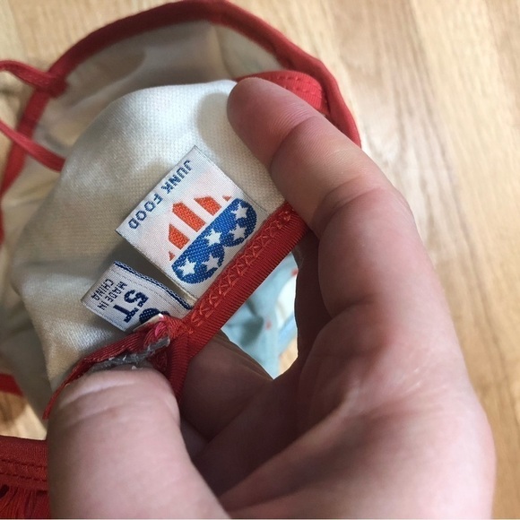 Junk Food Mickey Mouse One Piece Swim Suit 5T Blue Red Ruffle Bathing - Picture 3 of 3